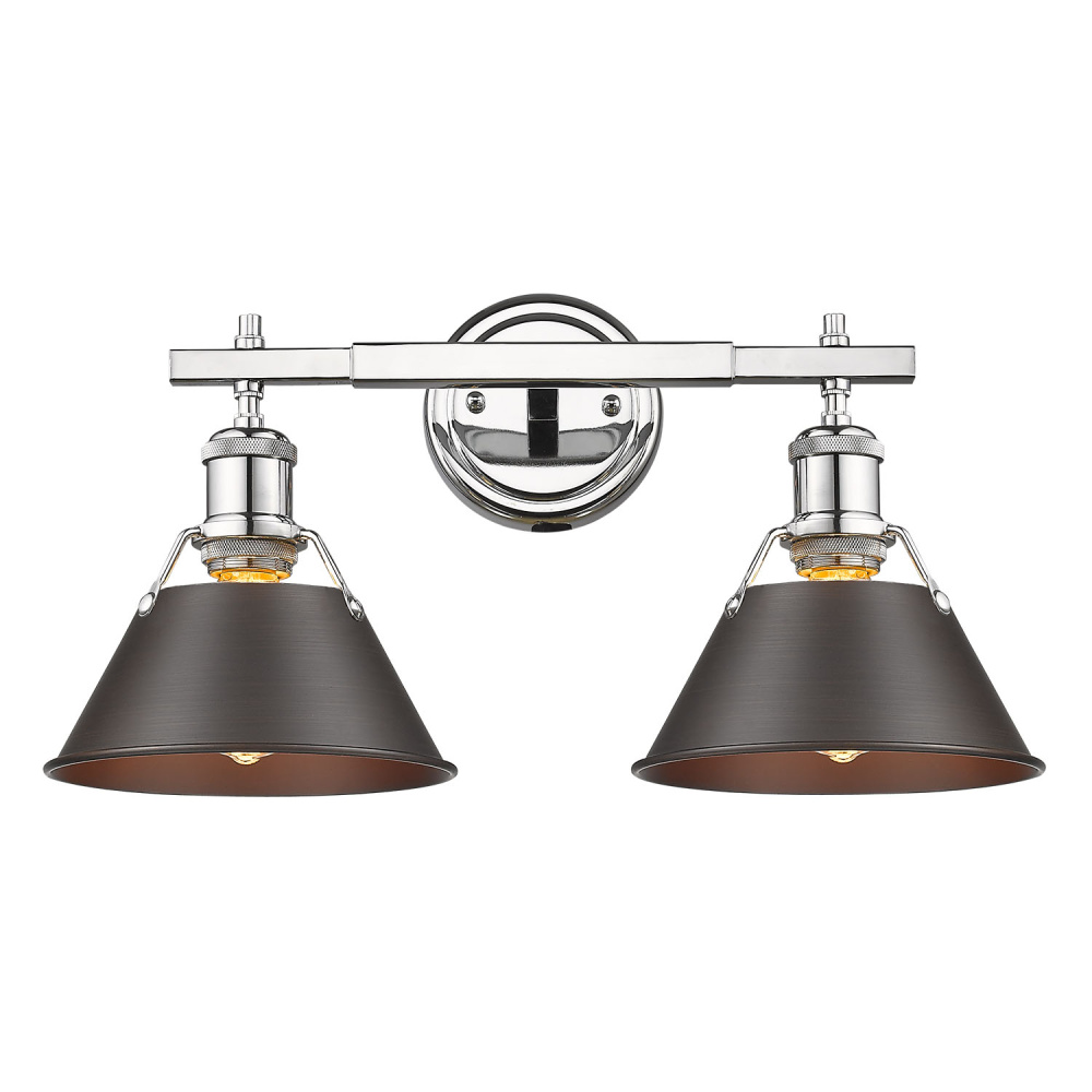 Yep by Golden Lighting Orwell 2-light Vanity in Chrome and Rubbed Bronze shade